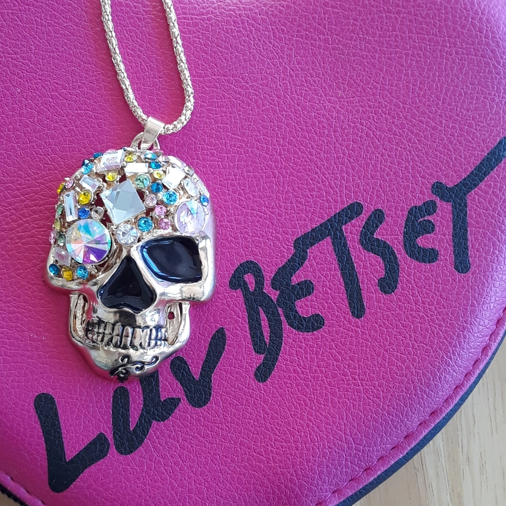 LAST CHANCE!!  Betsey J Bling Skull Necklace